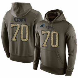 NFL Nike Carolina Panthers 70 Trai Turner Green Salute To Service Mens Pullover Hoodie