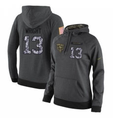 NFL Womens Nike Chicago Bears 13 Kendall Wright Stitched Black Anthracite Salute to Service Player Performance Hoodie