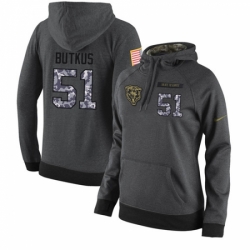 NFL Womens Nike Chicago Bears 51 Dick Butkus Stitched Black Anthracite Salute to Service Player Performance Hoodie