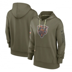 Women Chicago Bears 2022 Olive Salute To Service Therma Performance Pullover Hoodie