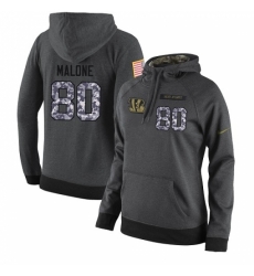 NFL Womens Nike Cincinnati Bengals 80 Josh Malone Stitched Black Anthracite Salute to Service Player Performance Hoodie