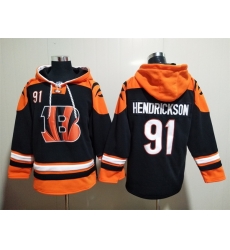 NFL Men Cincinnati Bengals 91 Trey Hendrickson Stitched Hoodie