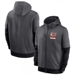 Men Cleveland Browns Nike Sideline Impact Lockup Performance Full Zip Hoodie Charcoal