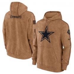 Men Dallas Cowboys 2023 Brown Salute To Service Pullover Hoodie