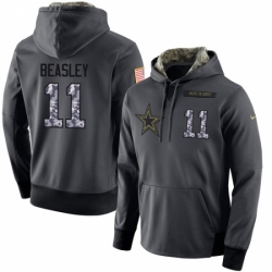 NFL Mens Nike Dallas Cowboys 11 Cole Beasley Stitched Black Anthracite Salute to Service Player Performance Hoodie