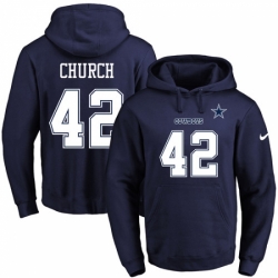 NFL Mens Nike Dallas Cowboys 42 Barry Church Navy Blue Name Number Pullover Hoodie