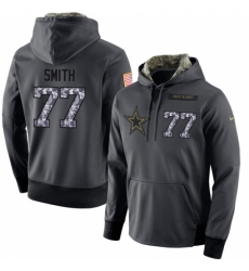 NFL Mens Nike Dallas Cowboys 77 Tyron Smith Stitched Black Anthracite Salute to Service Player Performance Hoodie