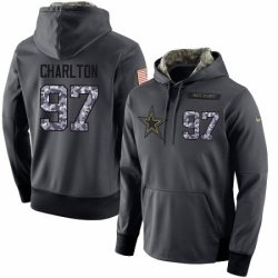 NFL Mens Nike Dallas Cowboys 97 Taco Charlton Stitched Black Anthracite Salute to Service Player Performance Hoodie