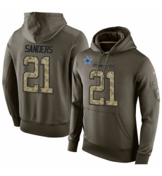 NFL Nike Dallas Cowboys 21 Deion Sanders Green Salute To Service Mens Pullover Hoodie