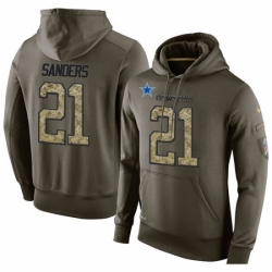 NFL Nike Dallas Cowboys 21 Deion Sanders Green Salute To Service Mens Pullover Hoodie