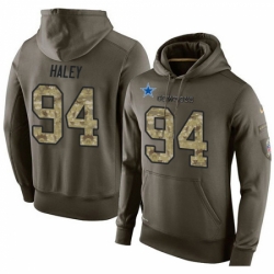 NFL Nike Dallas Cowboys 94 Charles Haley Green Salute To Service Mens Pullover Hoodie