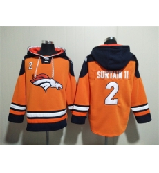Men Denver Broncos 2 Pat Surtain II Orange Navy Ageless Must Have Lace Up Pullover Hoodie Men Denver Broncos 2 Pat Surtain II Orange Navy Ageless Must Have Lace Up Pullover Hoodie