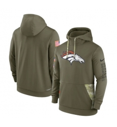 Men Denver Broncos 2022 Olive Salute To Service Therma Performance Pullover Hoodie