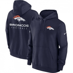 Men Denver Broncos Navy Sideline Club Fleece Pullover Hoodie