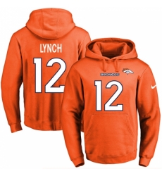 NFL Mens Nike Denver Broncos 12 Paxton Lynch Orange Name Number Pullover Hoodie