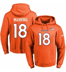 NFL Mens Nike Denver Broncos 18 Peyton Manning Orange Name Number Pullover Hoodie