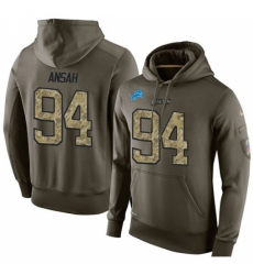 NFL Nike Detroit Lions 94 Ziggy Ansah Green Salute To Service Mens Pullover Hoodie