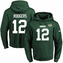 NFL Mens Nike Green Bay Packers 12 Aaron Rodgers Green Name Number Pullover Hoodie