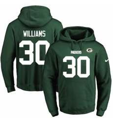 NFL Mens Nike Green Bay Packers 30 Jamaal Williams Green Name Number Pullover Hoodie