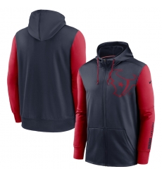 Men Houston Texans Navy Red Fan Gear Mascot Performance Full Zip Hoodie