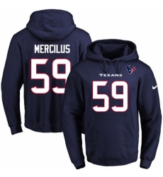 NFL Mens Nike Houston Texans 59 Whitney Mercilus Navy Blue Name Number Pullover Hoodie