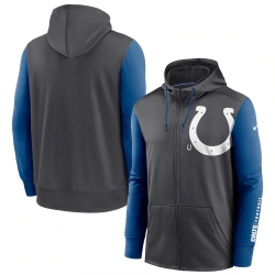 Men Indianapolis Colts Charcoal Royal Fan Gear Mascot Performance Full Zip Hoodie