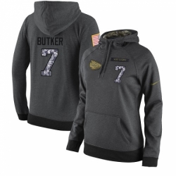 NFL Womens Nike Kansas City Chiefs 7 Harrison Butker Stitched Black Anthracite Salute to Service Player Performance Hoodie