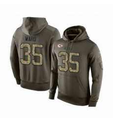 Football Mens Kansas City Chiefs 35 Charvarius Ward Green Salute To Service Pullover Hoodie