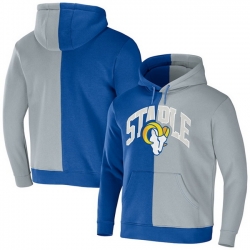 Men Los Angeles Rams Royal Grey Split Logo Pullover Hoodie