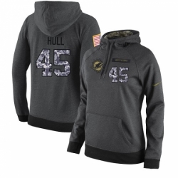 NFL Womens Nike Miami Dolphins 45 Mike Hull Stitched Black Anthracite Salute to Service Player Performance Hoodie