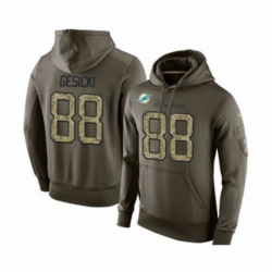 Football Miami Dolphins 88 Mike Gesicki Green Salute To Service Mens Pullover Hoodie