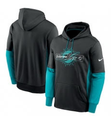 Men Miami Dolphins Black Color Block Fleece Performance Pullover Hoodie