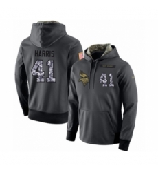 Football Mens Minnesota Vikings 41 Anthony Harris Stitched Black Anthracite Salute to Service Player Performance Hoodie