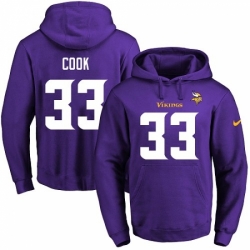 NFL Mens Nike Minnesota Vikings 33 Dalvin Cook Purple Name Number Pullover Hoodie