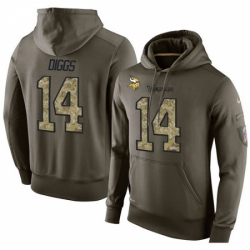 NFL Nike Minnesota Vikings 14 Stefon Diggs Green Salute To Service Mens Pullover Hoodie