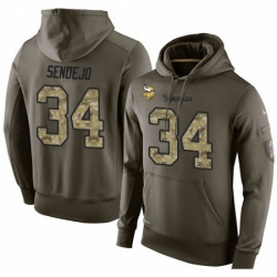 NFL Nike Minnesota Vikings 34 Andrew Sendejo Green Salute To Service Mens Pullover Hoodie