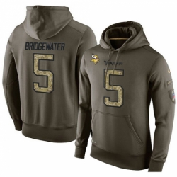 NFL Nike Minnesota Vikings 5 Teddy Bridgewater Green Salute To Service Mens Pullover Hoodie