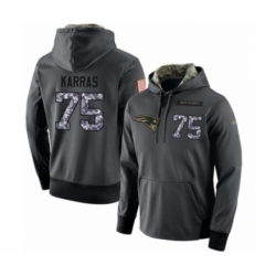 Football New England Patriots 75 Ted Karras Stitched Black Anthracite Salute to Service Player Performance Hoodie