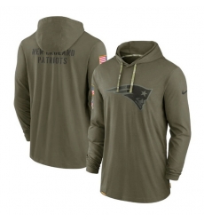 Men New England Patriots 2022 Olive Salute To Service Tonal Pullover Hoodie