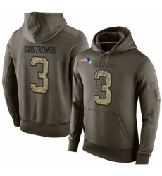 NFL Nike New England Patriots 3 Stephen Gostkowski Green Salute To Service Mens Pullover Hoodie