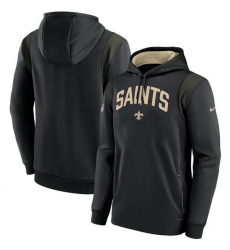 Men New Orleans Saints Black Sideline Stack Performance Pullover Hoodie 002