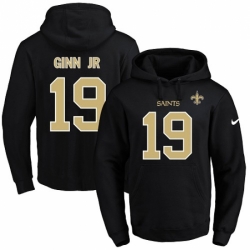 NFL Mens Nike New Orleans Saints 19 Ted Ginn Jr Black Name Number Pullover Hoodie