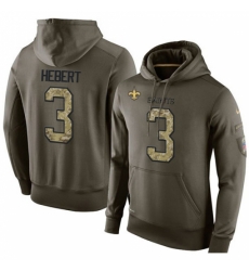 NFL Nike New Orleans Saints 3 Bobby Hebert Green Salute To Service Mens Pullover Hoodie