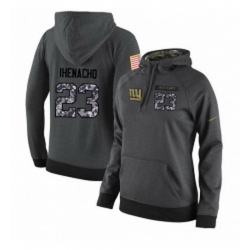 NFL Womens Nike New York Giants 23 Duke Ihenacho Stitched Black Anthracite Salute to Service Player Performance Hoodie