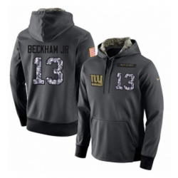 NFL Mens Nike New York Giants 13 Odell Beckham Jr Stitched Black Anthracite Salute to Service Player Performance Hoodie