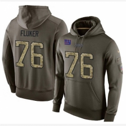 NFL Nike New York Giants 76 DJ Fluker Green Salute To Service Mens Pullover Hoodie