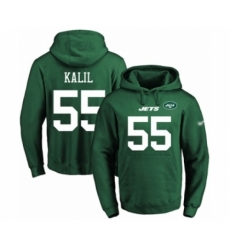 Football Mens New York Jets 55 Ryan Kalil Green Name Number Pullover Hoodie