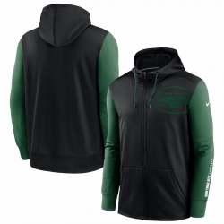 Men New York Jets Black Green Fan Gear Mascot Performance Full Zip Hoodie