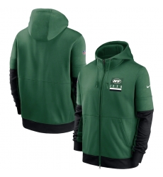 Men New York Jets New 2020 Nike Green Black Fan Gear Mascot Performance Full Zip Hoodie