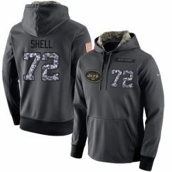 NFL Mens Nike New York Jets 72 Brandon Shell Stitched Black Anthracite Salute to Service Player Performance Hoodie